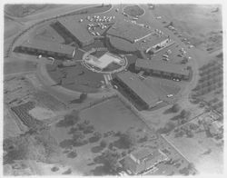 Aerial view of the Flamingo Hotel, Santa Rosa, California, 1958