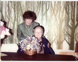 Ruth C. Anderson posing with an unidentified woman in Penngrove, California, about 1980