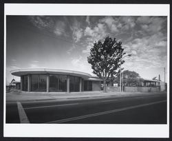 Front view of the library, before landscaping, from the northeast corner of Third and E Streets