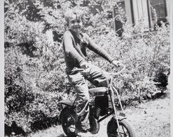 Thomas Herbert Ware on his tricycle at the Ware residence, Santa Rosa, California, July 13, 1933