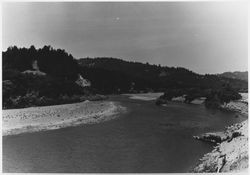 View of the Russian River from River Boulevard, Monte Rio, California, about 1969