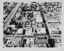 Aerial view of Santa Rosa, California from 5th to 9th Streets between Highway 101 and A Street, 1954