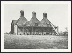 Stone hop kilns at Hop Kiln Winery, 6050 Westside Road, Healdsburg, California, about 1970