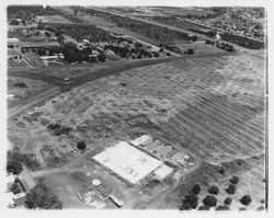 Aerial view of site of Lucky Store at Guerneville Road and Range Ave, Santa Rosa, California, 1962