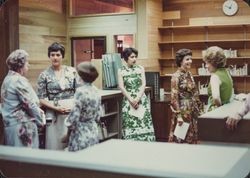 Library staff at the circulation desk at the Petaluma Public Library dedication