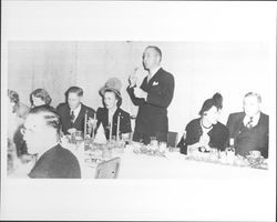 Exchange Bank employees and guests at a luncheon, Santa Rosa, California, about 1950