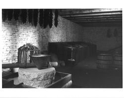 Stone for grinding corn at the Petaluma Adobe, Petaluma, California, about 1969