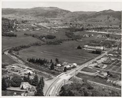 Aerial view of Rincon Valley from Brush Creek Road and Highway 12, Santa Rosa, California, 1967
