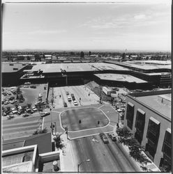 View from Third and B Stret of Santa Rosa Plaza being constructed over Third Street