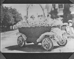 Car decorated as a basket of flowers