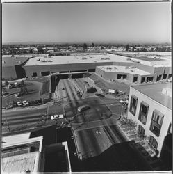 View from Third and B Stret of Santa Rosa Plaza being constructed over Third Street