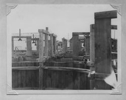 Tank slip-forms under construction at the Poultry Producers of Central California Petaluma mill, about 1937