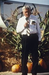 Gene Benedetti speaking at the Clover Stornetta open house held at the Clover Stornetta processing plant, 91 Lakeville Street, Petaluma, September 28, 1991