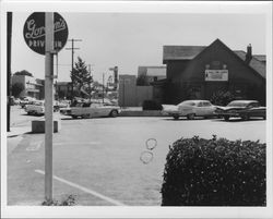 Fourth Street entrance of Gordon's Drive-In looking west, Santa Rosa, California, 1963