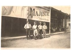 Five men outside the Majestic Bar, Guerneville, California, 1912