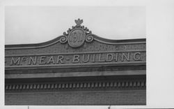 View of the McNear Building cornice, Petaluma, California, October 18, 1965