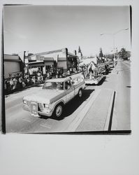 Healdsburg 4-H Club float in a Guerneville parade, Guerneville, California, 1978