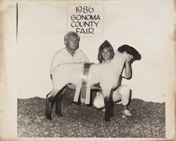 Amy Nunes and champion sheep at the Sonoma County Fair, Santa Rosa, California