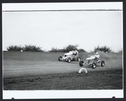 Midget racers at Di Grazia Motordrome, Santa Rosa, California, 1939