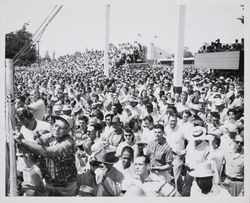 Racetrack crowd at the Sonoma County Fair, Santa Rosa, California, 1963