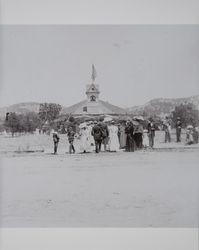 Members of the Akers family and others gather for a Fourth of July celebration in 1897