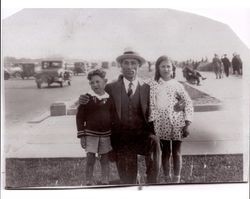 Morris Brody with daughter Diane and son Seymour posing for a photograph taken near Fleishhacker Zoo in San Francisco, California, about 1928