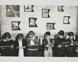 Children reading at Petaluma Carnegie Library, 20 Fourth Street, Petaluma, California, about 1938