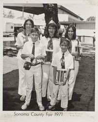 Bice children and their trophies at the Sonoma County Fair, Santa Rosa, California, 1971