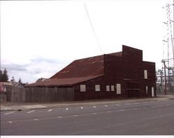 Exterior view of the livery stable that stood at the corner of D and First Streets, Petaluma, California, Sept. 25, 2001