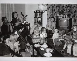 Volkerts and Evans families gathered at the Volkerts home in Petaluma, California, 1950s