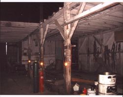 Interior view of the livery stable that stood at the corner of D and First Streets, Petaluma, California, Sept. 25, 2001