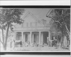 Wilen family with their draft horses in front of their home, Petaluma, California, about 1890