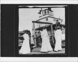 Ladies boarding Steamer Gold at McNear's wharf, Petaluma, California, 1883