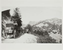 Stagecoach to Middletown, Glenbrook, and Kelseyville traveling from Calistoga, California in the 1870s or 1880s