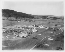 Aerial view of Oakmont Golf Course and clubhouse, Santa Rosa, California, 1966