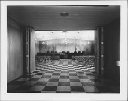 Interior of Petaluma (California) City Hall looking toward council chambers, Petaluma, California, 1960