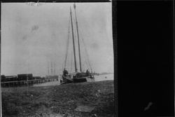 Sailing scow hauling materials for Remillard Brick Company, Oakland, California, 1900?