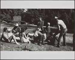 Redwood Rangers relax at Stewart Ranch, Mohrhardt Ridge Road, Cazadero, California, June 9, 1946