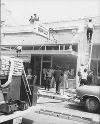 Fire at Merl's Doughnut Shop, Petaluma, California, 1955 or later