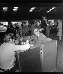 Harold Trebbe and Shamus O'Grady at grand opening of Bank of Sonoma County, Santa Rosa, California, September 27, 1968