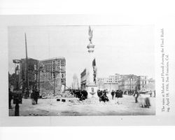 Ruins at Market and Powell showing the Flood Building, April 18, 1906, San Francisco, California