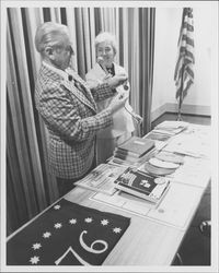 Helen Putnam at an unidentified veterans group meeting, Petaluma, California, about 1976