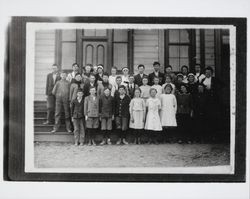 Boys and girls on the steps of the Salvation Army home