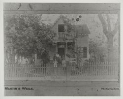 Eleanor Ann Cooper McGregor and her three children and friends on the steps of their home in Santa Rosa