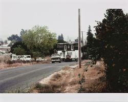 House being moved up Woodward Avenue, Penngrove, California, 1980