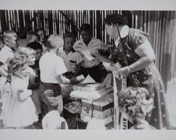 Celebrating a boy's birthday at the Volkerts Dairy Two Rock, California, 1950s