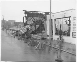 Remains of fire on East Washington Street, Petaluma, California, 1978