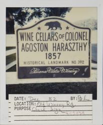 Historical landmark sign at the Buena Vista Winery
