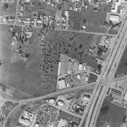 Santa Rosa west of the highway at Southern Pacific Railroad intersection--aerial view