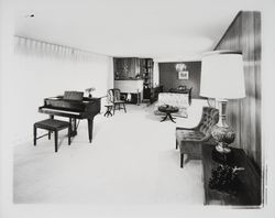 Living rooms of Hidden Valley subdivision model homes, Santa Rosa, California, 1966